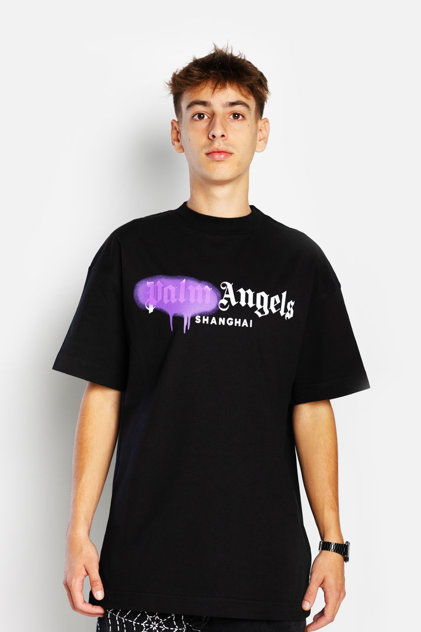 palm angels spray t shirt purple